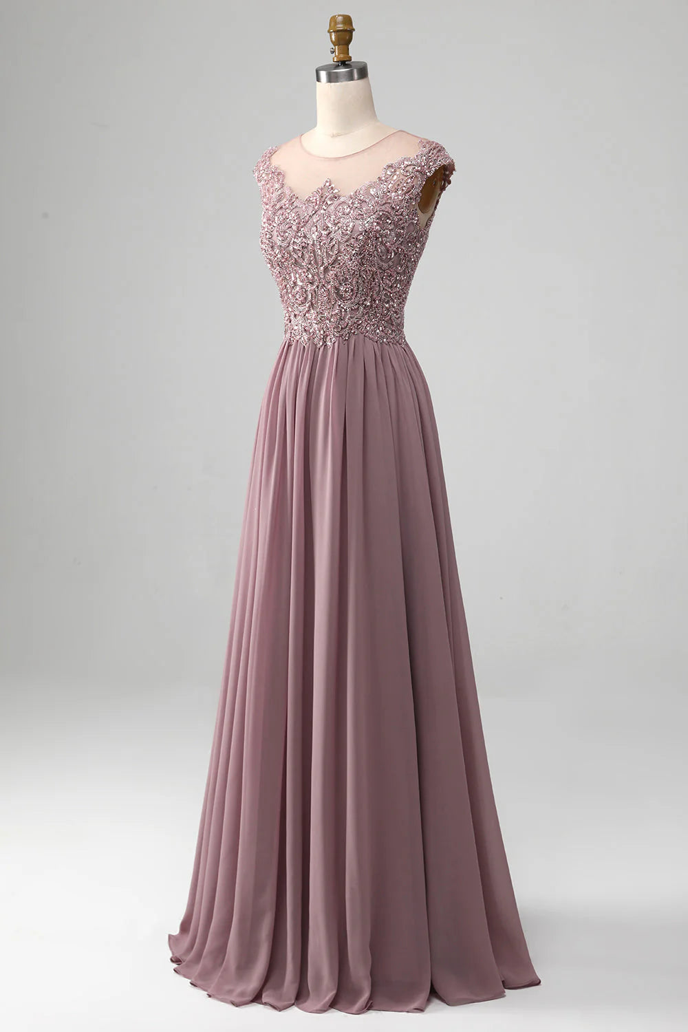 A-shaped bead powder blusher prom dress