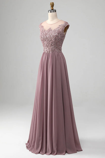 A-shaped bead powder blusher prom dress