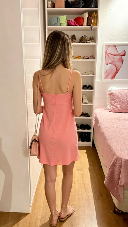 Flirty A-line Sweetheart Neck Spaghetti Strap Tie-Front Open Back Mini Homecoming Dresses