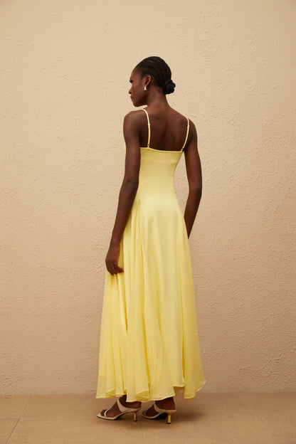 Flowy Chiffon A-Line Sweetheart Spaghetti Strap Straight Back Floor-Length Homecoming Dresses
