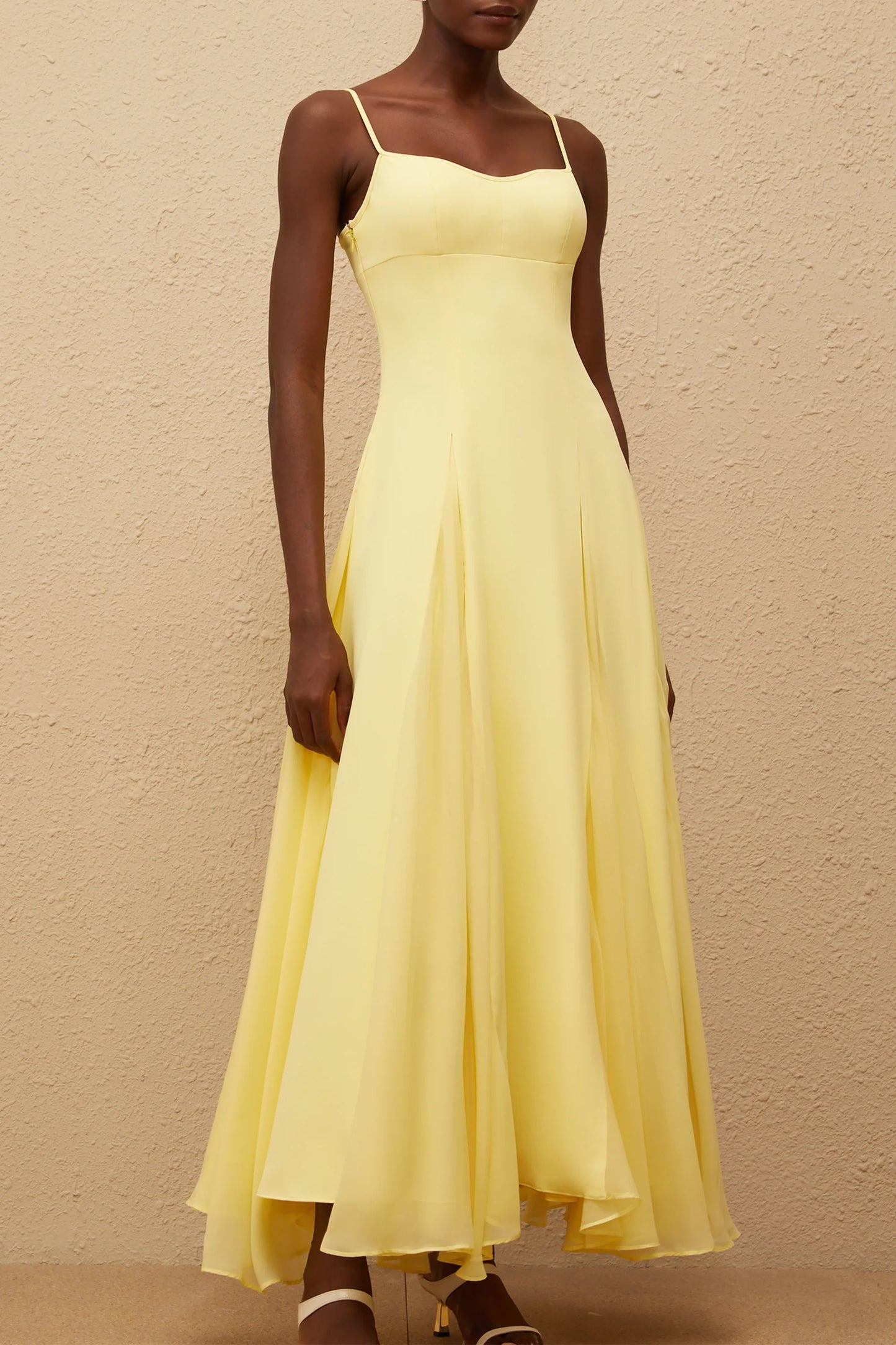 Flowy Chiffon A-Line Sweetheart Spaghetti Strap Straight Back Floor-Length Homecoming Dresses