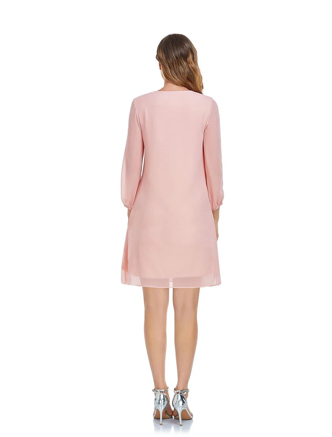 Flowy Chiffon A-Line V-Neck Cold Shoulder Long Sleeve Plain Back Short Homecoming Dresses