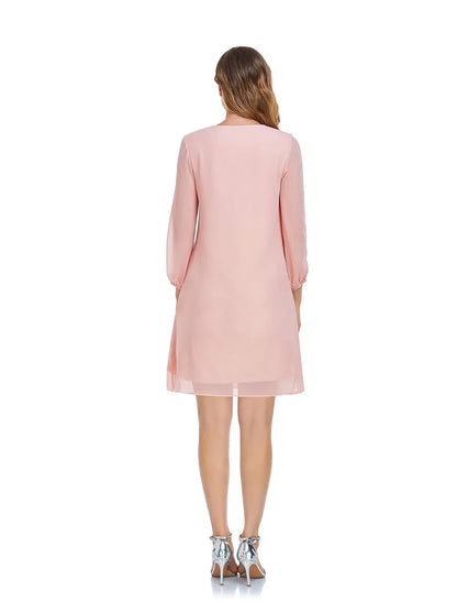Flowy Chiffon A-Line V-Neck Cold Shoulder Long Sleeve Plain Back Short Homecoming Dresses