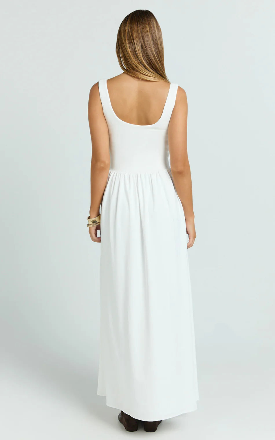 Elegant A-Line Square Neck Sleeveless Slit Maxi Formal Evening Gown
