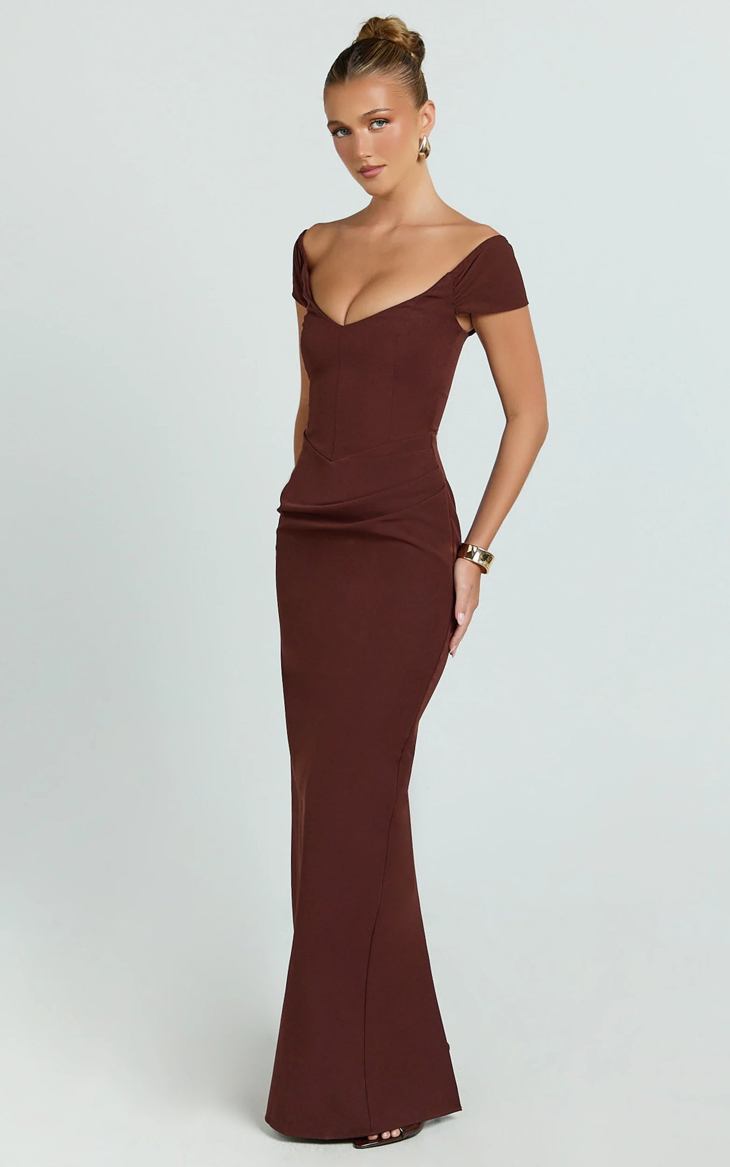 Elegant Stretch Crepe Mermaid Off-Shoulder Sweetheart Floor Length Evening Gown