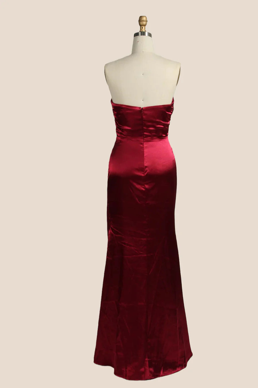 Form-Fitting Mermaid Strapless Ruched-Bodice Floor-Length Evening Dress