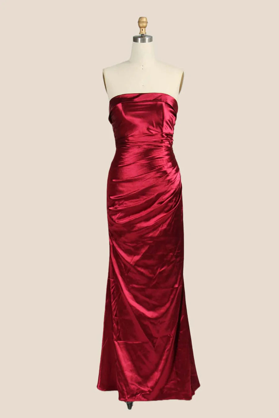 Form-Fitting Mermaid Strapless Ruched-Bodice Floor-Length Evening Dress