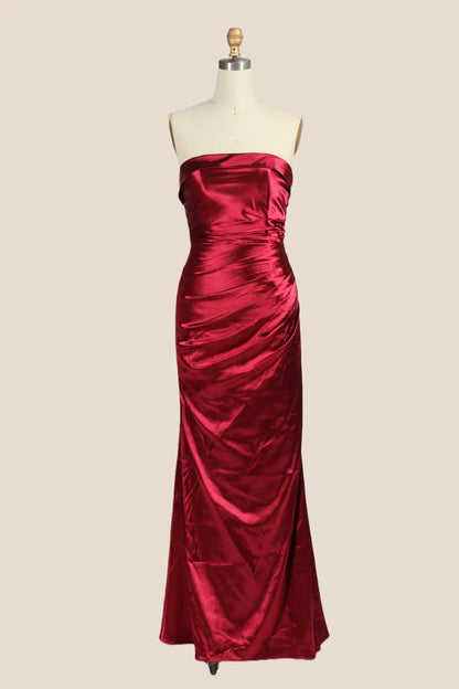 Form-Fitting Mermaid Strapless Ruched-Bodice Floor-Length Evening Dress