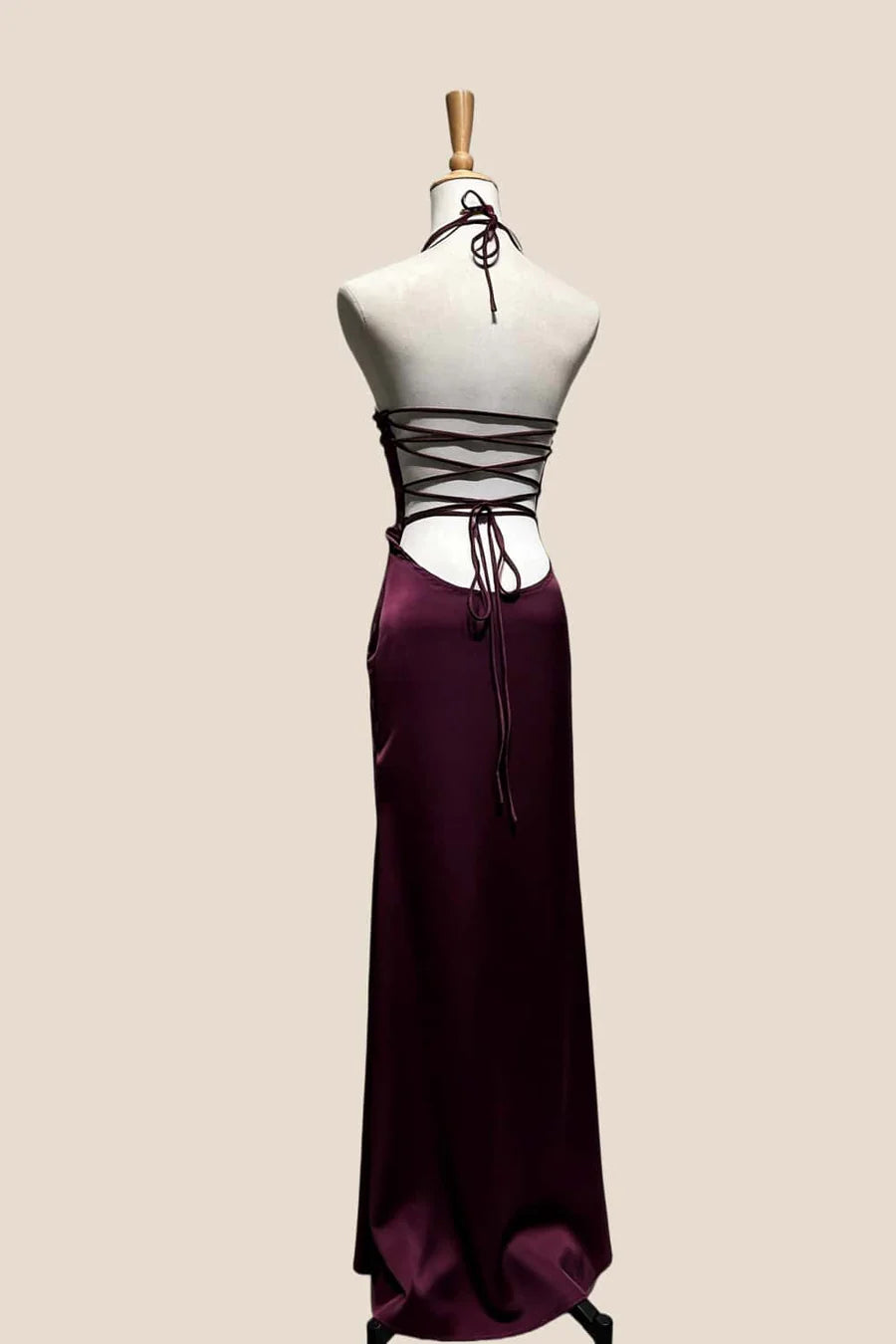 Elegant Satin Mermaid Sweetheart Halter Lace-Up Back Floor Length Prom Dress