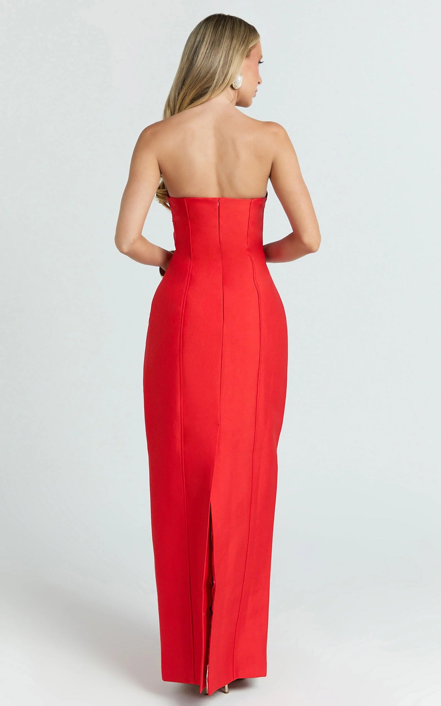 Form-Fitting Strapless Sweetheart Slit Floor Length Evening Dress