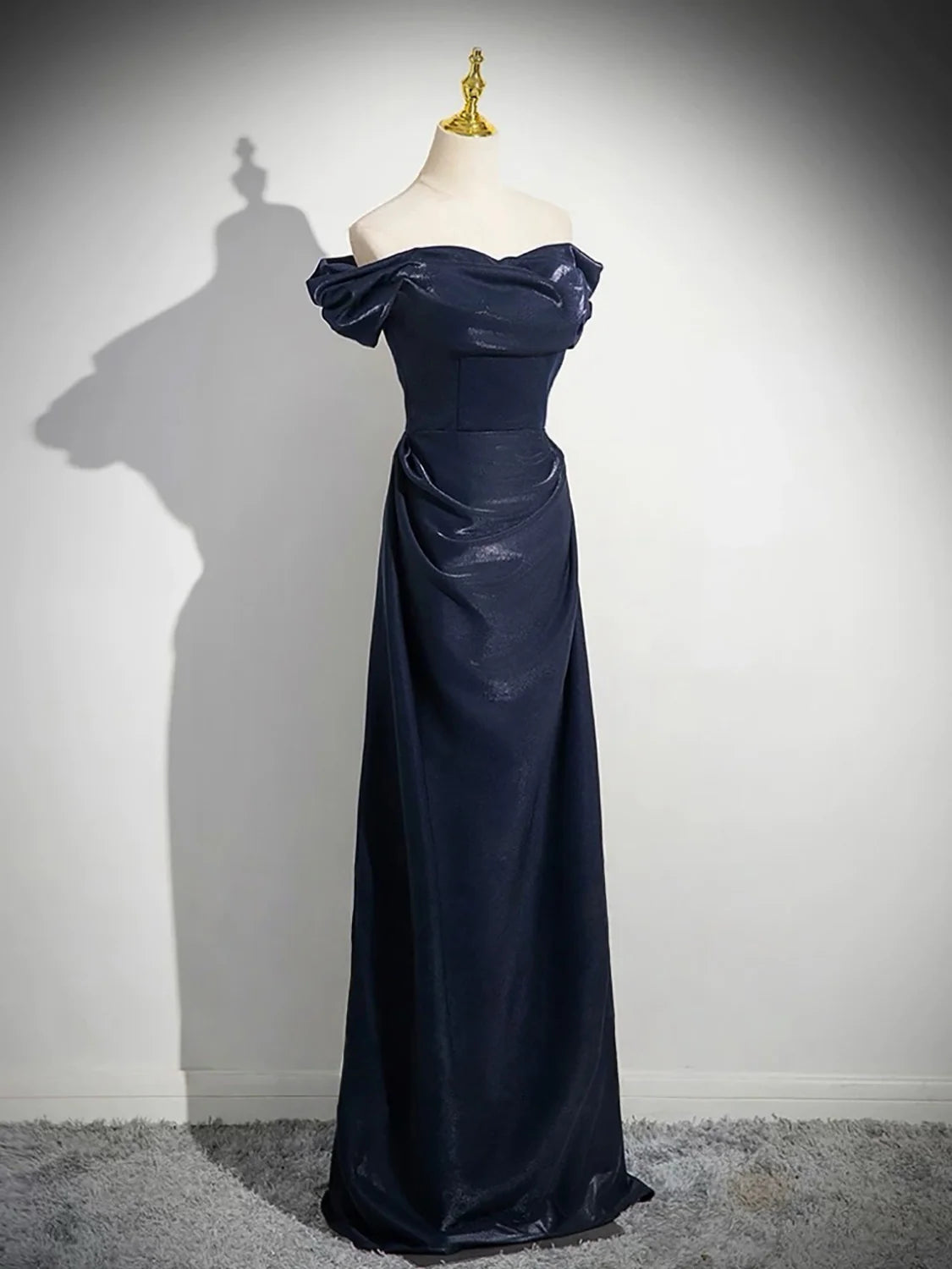 Glamorous Diva Fitted Sheath Off-the-Shoulder Puff Sleeve Back Lace-Up Floor-Length Prom Dresses