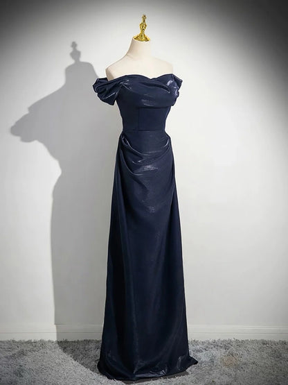Glamorous Diva Fitted Sheath Off-the-Shoulder Puff Sleeve Back Lace-Up Floor-Length Prom Dresses