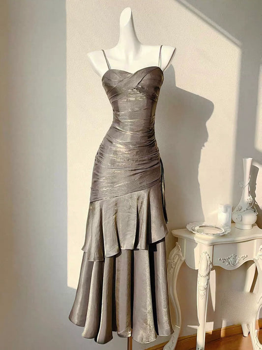 Glamorous Fitted Mermaid Sweetheart Neck Spaghetti Strap Tiered Prom Dresses