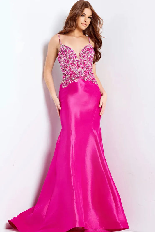 Glamorous Mermaid Sweetheart Spaghetti Strap Beaded Back Floor-Length Evening Dress