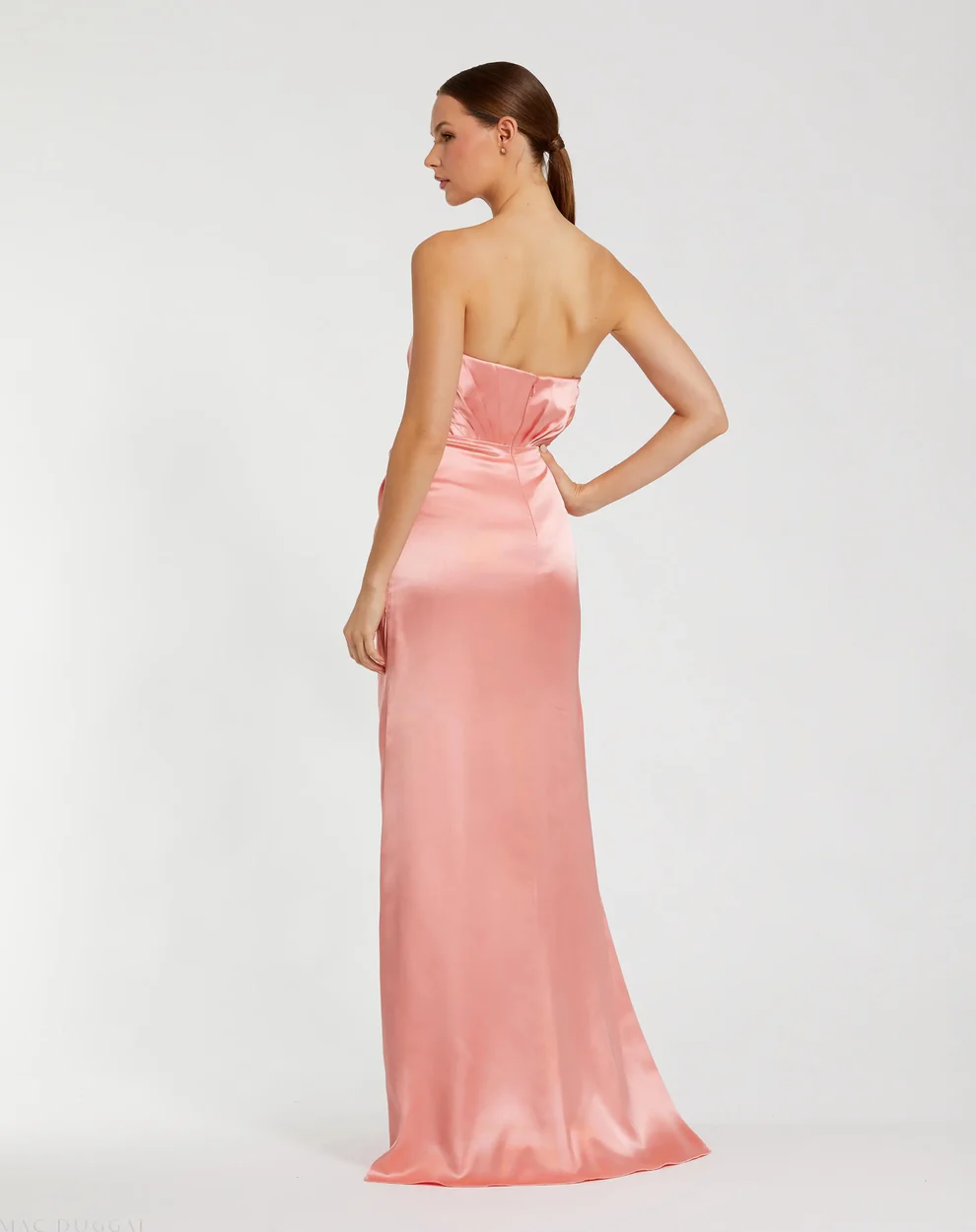 Glamorous Satin Sheath Strapless Floral Applique Sleeveless Open Back Floor-Length Evening Dress for Formal Events