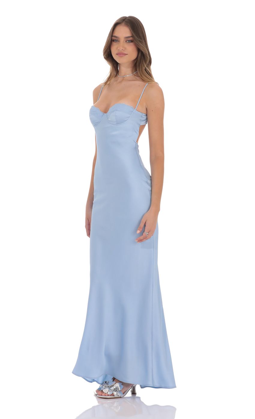 Glamorous Sweetheart Neck Sky Blue Satin Evening Dress with Open Back & Mermaid Hem