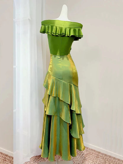 Glamorous Vintage Fitted Mermaid Off-the-Shoulder Sleeveless Back Zip Floor-Length Prom Dresses