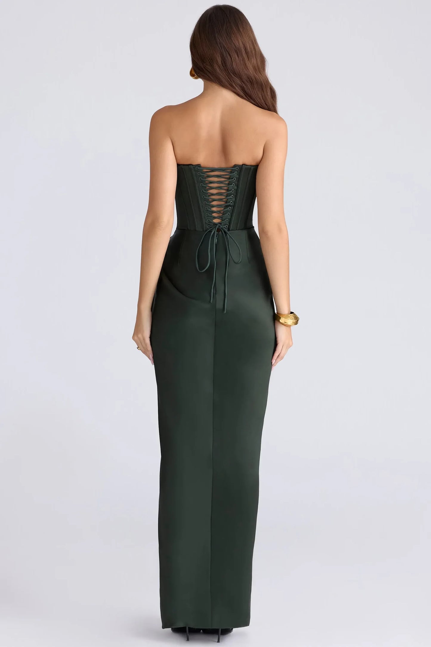 Glamorous Satin Sheath Strapless Sweetheart Sleeveless Lace-Up Back Floor-Length Evening Dresses