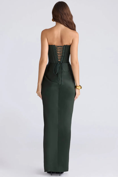 Glamorous Satin Sheath Strapless Sweetheart Sleeveless Lace-Up Back Floor-Length Evening Dresses