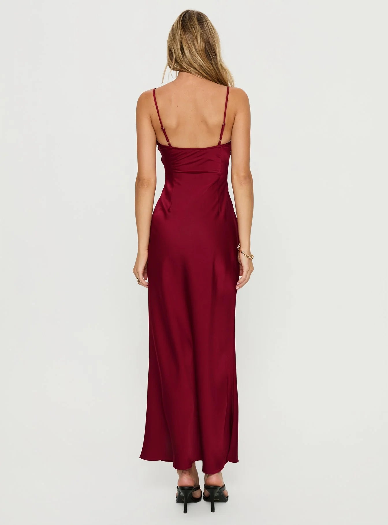 Glamorous Strapless Beaded Bust Satin Mermaid Evening Dress with Spaghetti Straps