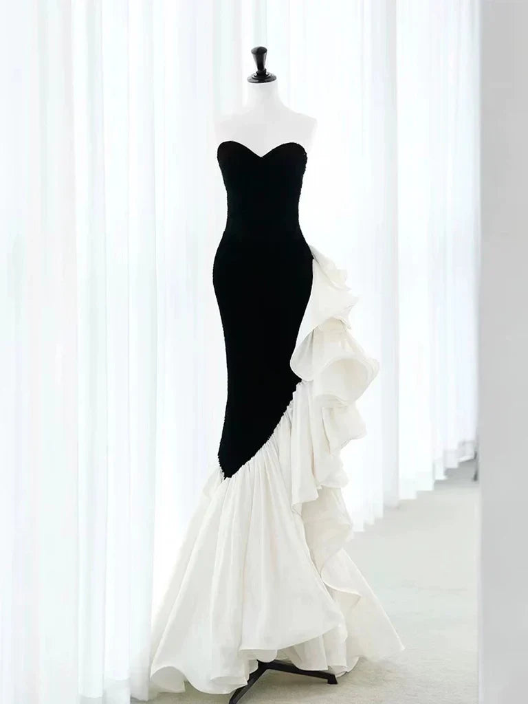 Glamorous Velvet Mermaid Sweetheart Sleeveless Open Back Floor-Length Prom Dresses