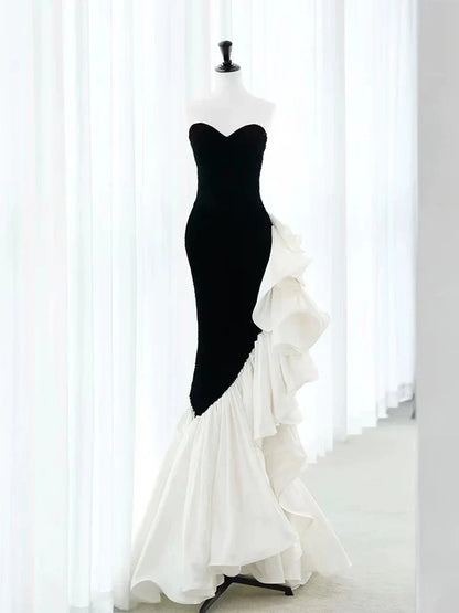 Glamorous Velvet Mermaid Sweetheart Sleeveless Open Back Floor-Length Prom Dresses