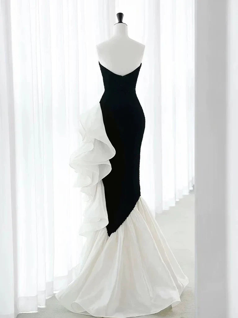 Glamorous Velvet Mermaid Sweetheart Sleeveless Open Back Floor-Length Prom Dresses