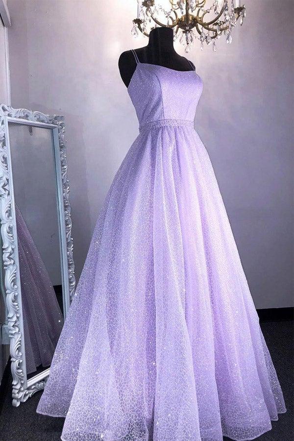 Glitter Princess Lace-Up Pink Long Prom Dress Evening Dress