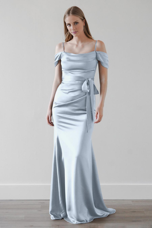 Gorgeous Mermaid Off-Shoulder Spaghetti Strap Open Back Maxi Evening Dress