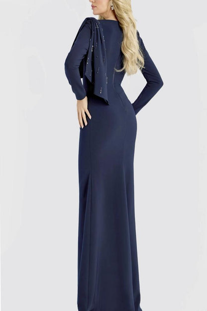 Gorgeous Satin Mermaid V Neck Sleeveless Ruched Back Slit Floor Length Formal Evening Party Dress