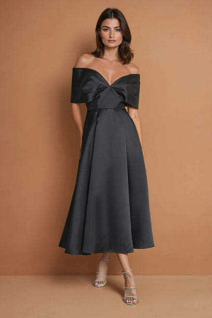 Gorgeous satin mermaid off shoulder sleeveless open back floor length evening dress with ruched bodice
