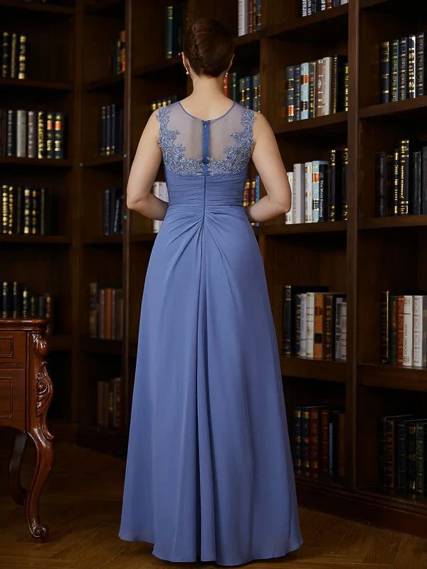 Graceful Chiffon A-Line Illusion Boat Neck Sleeveless Illusion Back High-Low Mother of the Bride Dresses