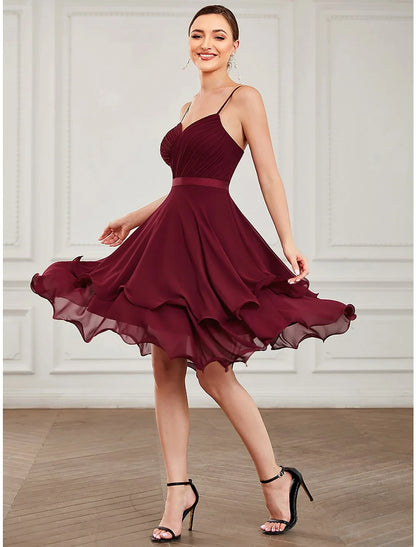 Graceful Chiffon A-Line Sweetheart Spaghetti Strap Low Back Short Homecoming Dresses