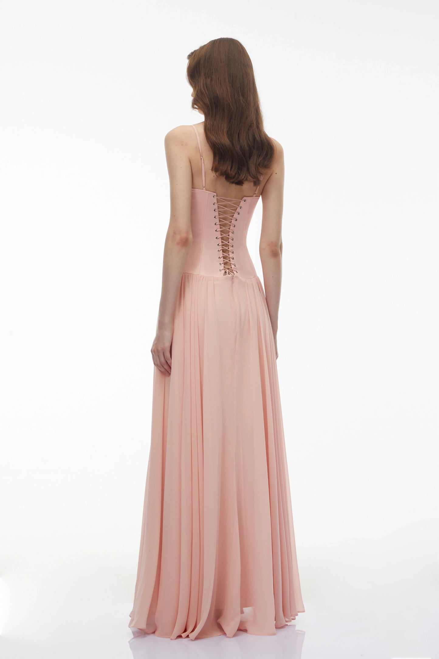 Graceful Chiffon A-Line Sweetheart Spaghetti Straps Lace-Up Back Maxi Evening Dresses