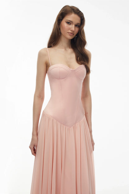 Graceful Chiffon A-Line Sweetheart Spaghetti Straps Lace-Up Back Maxi Evening Dresses