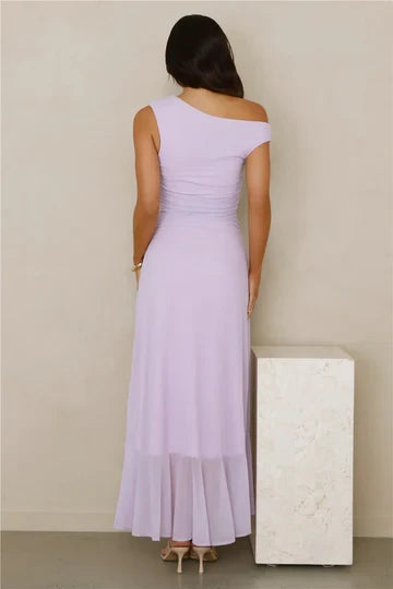 Graceful Chiffon Sheath One-Shoulder Simple Back Maxi Length Bridesmaid Dresses