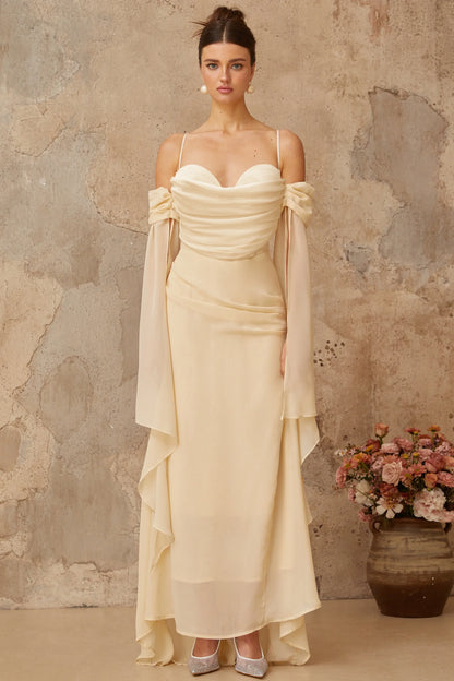 Graceful Chiffon Sheath Sweetheart Off-Shoulder Criss-Cross Back Floor-Length Evening Dresses