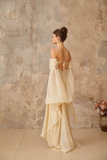 Graceful Chiffon Sheath Sweetheart Off-Shoulder Criss-Cross Back Floor-Length Evening Dresses