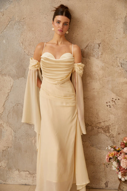 Graceful Chiffon Sheath Sweetheart Off-Shoulder Criss-Cross Back Floor-Length Evening Dresses