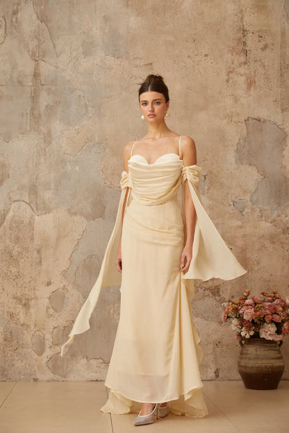 Graceful Chiffon Sheath Sweetheart Off-Shoulder Criss-Cross Back Floor-Length Evening Dresses
