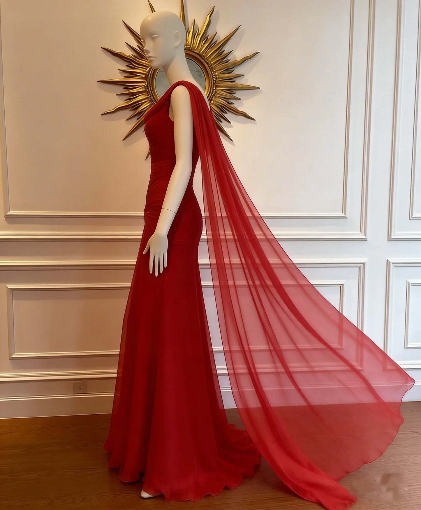 Graceful Chiffon Sheath With Sleeves Cowl Neck Sleeveless Square Back Floor-Length Prom Dresses