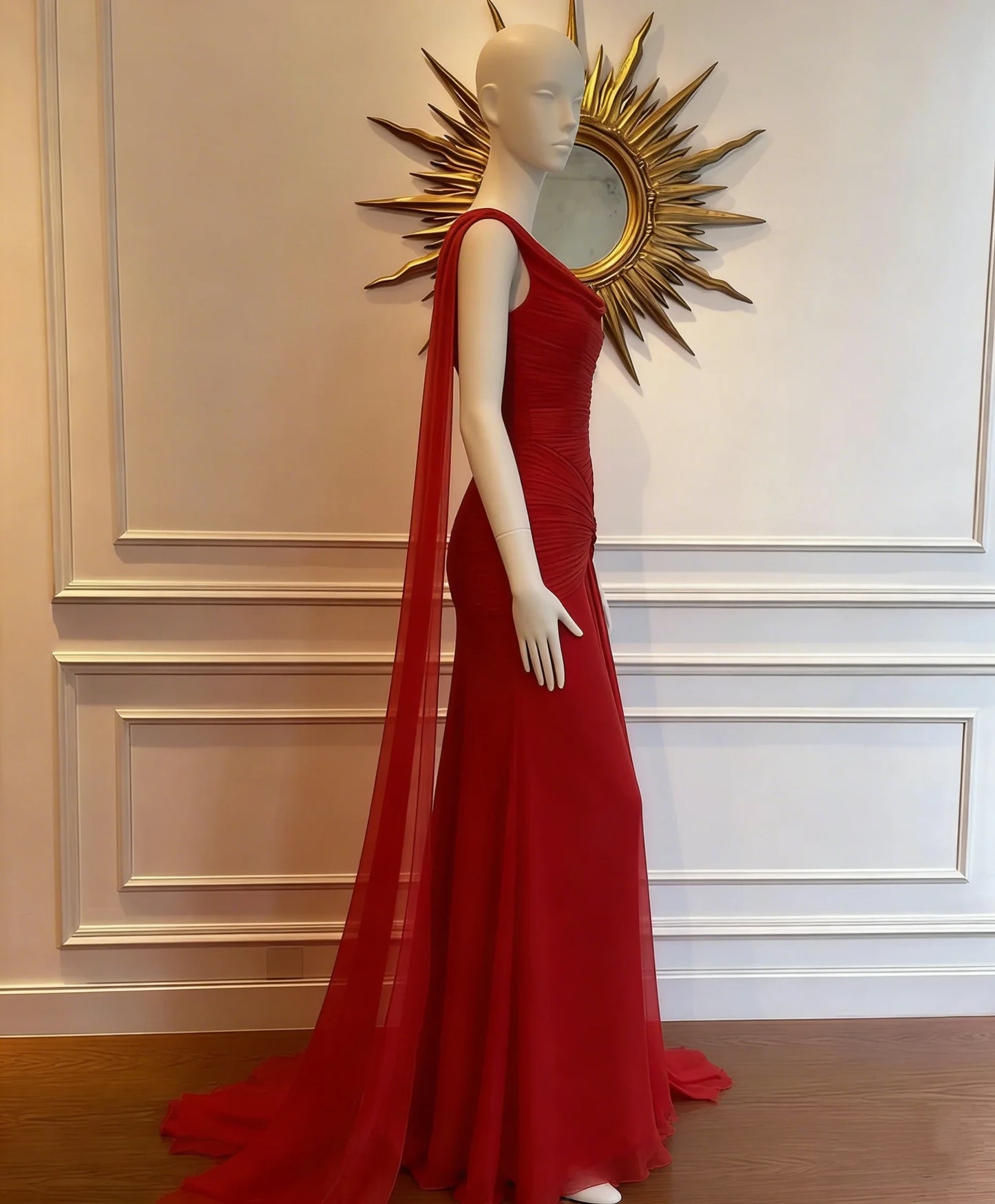 Graceful Chiffon Sheath With Sleeves Cowl Neck Sleeveless Square Back Floor-Length Prom Dresses