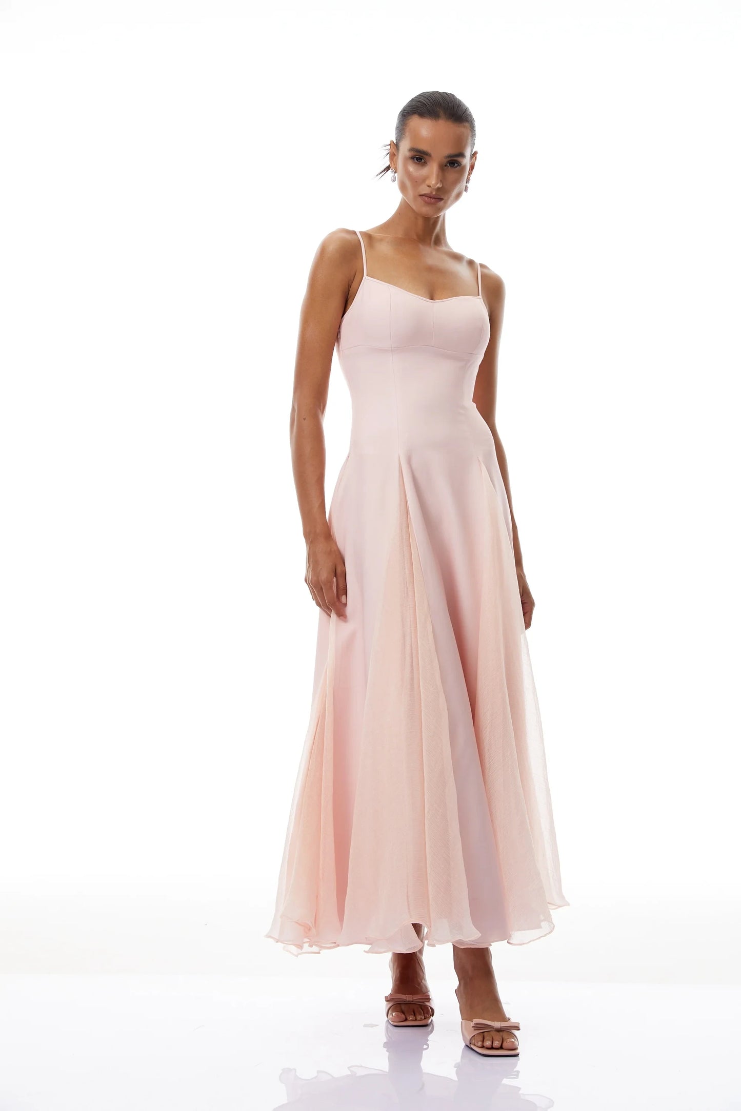 Graceful Satin A-Line Sweetheart Spaghetti Strap Open Back Midi Evening Dresses