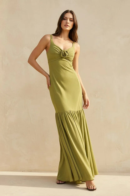 Graceful Satin Mermaid Scoop Neck Sleeveless Low Scoop Back Floor Length Evening Dresses