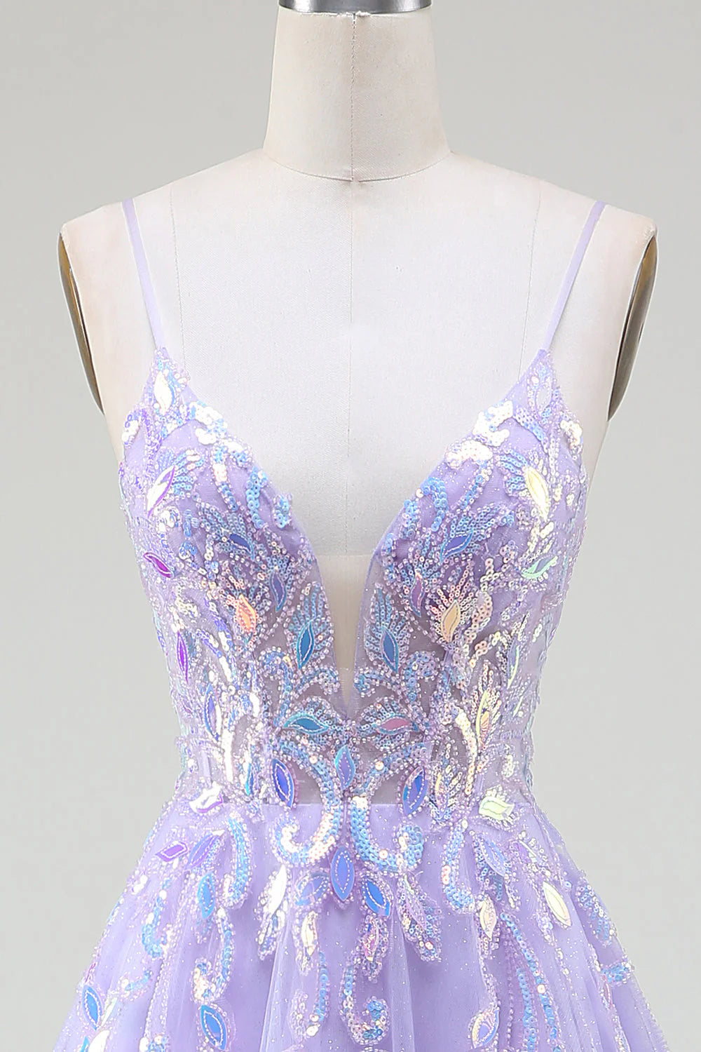 Sparkling A-shaped purple prom dress