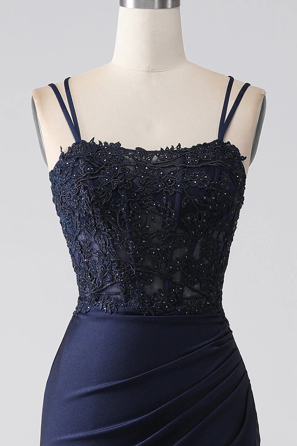 Lotus edge fish tail skewers in Zhuhai military blue prom dress