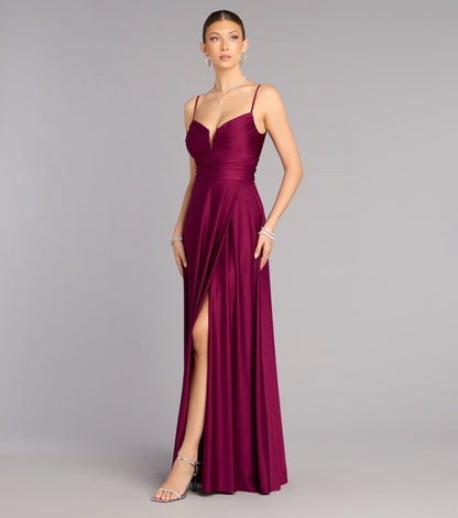 Elegant Jersey A-Line Sweetheart Ruched High Slit Floor Length Evening Dress