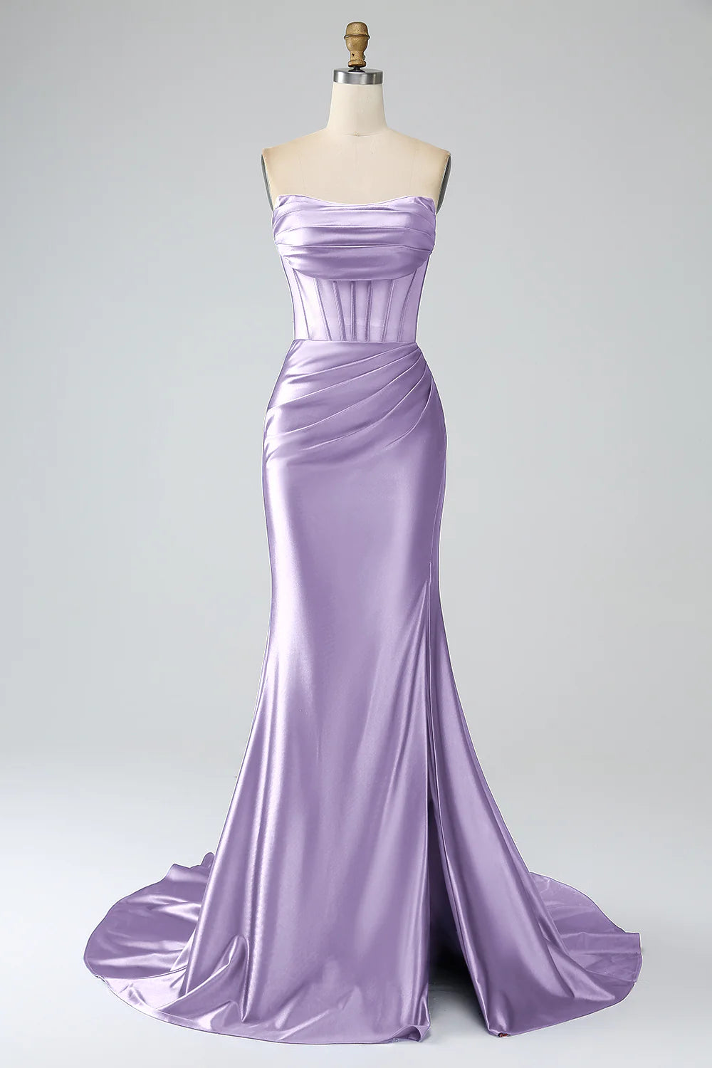 Deep green slit fishtail strapless tight fitting corset with long prom LD Dress Deep green slit fishtail strapless tight fitting corset with long prom LD Dress