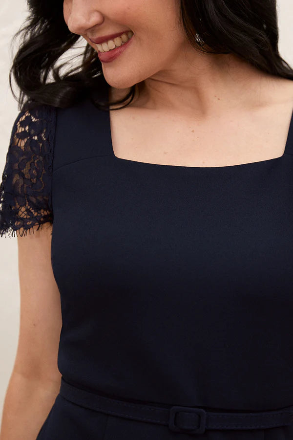 Set Spoon Lace Short Sleeves Elegant Short Style Mother of the bride dress