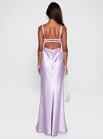 Lace Trim Sweetheart Neck Spaghetti Strap Satin Mermaid Evening Dress with Smocked Back Cutout